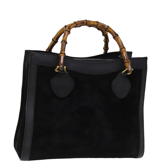 GUCCI Handbags - GUCCI Bamboo Tote Bag Suede Black 002 1186 0260 Auth 74664